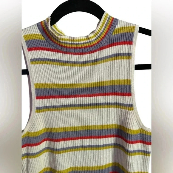 Anthropologie Moth Women's Knit Striped Sleeveless Mock Neck Size M - Picture 2 of 7